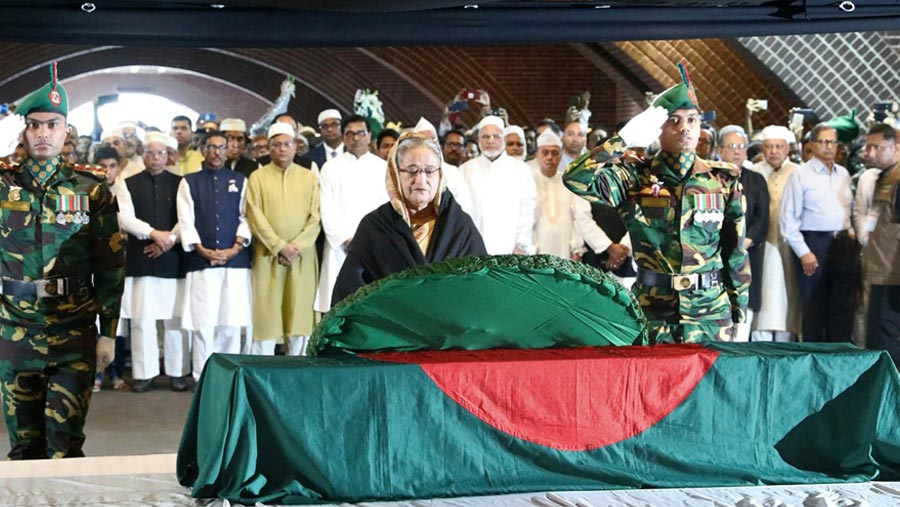 PM pays homage to Mayeen Uddin Khan Badal