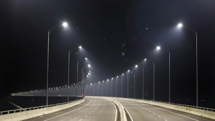Entire Padma Bridge lit up