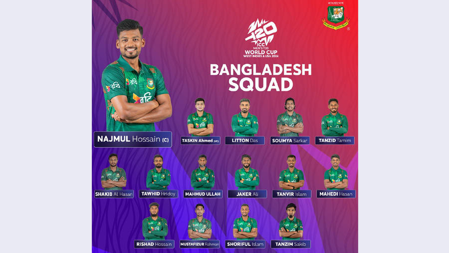 Tigers’ squad announced for T20 WC, USA series